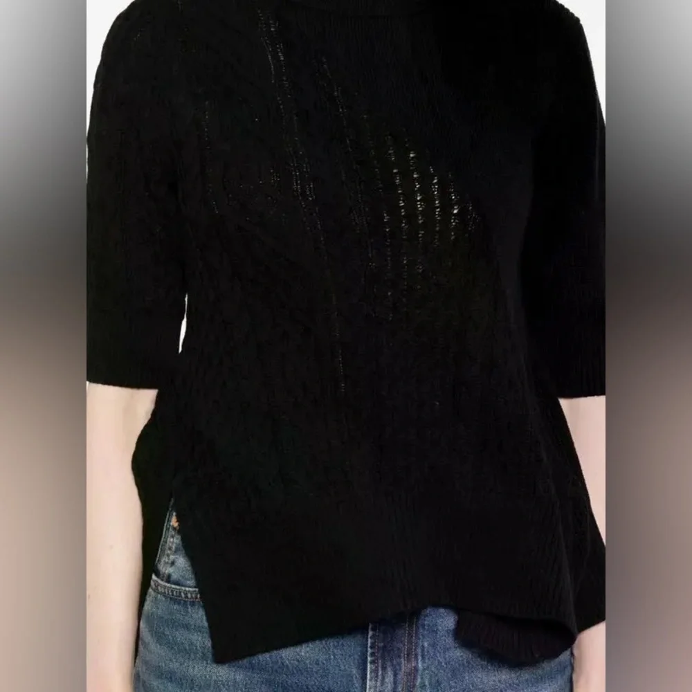 NWOT SACAI Cable Knit Flared Top - Black SIZE 1 (S) - Picture 4 of 12